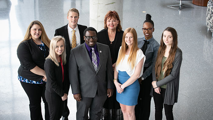 Health administration students posing for group photo